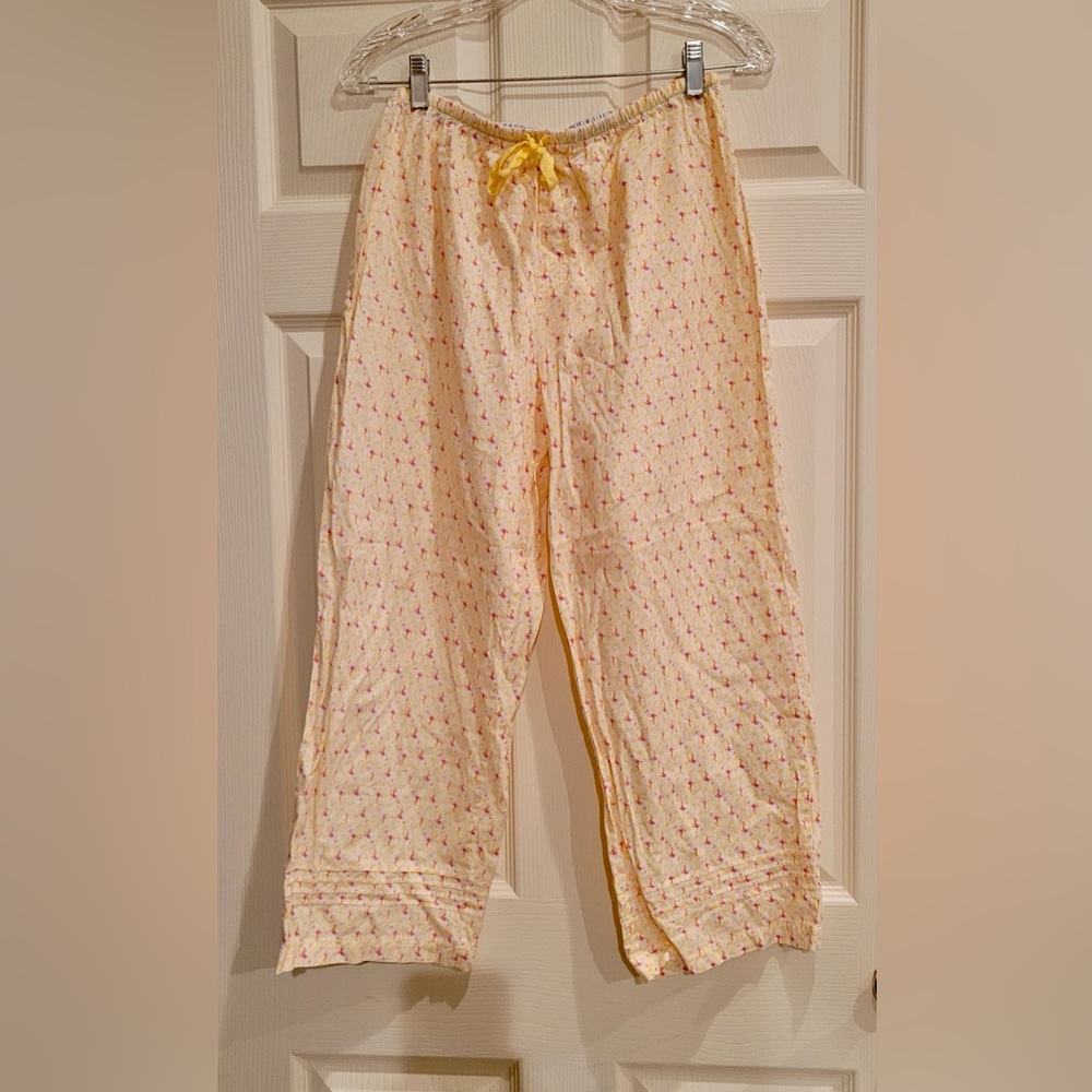 Vintage Tommy Hilfiger Cotton Capri Lounge/Sleep Pajama Pants Pink Flamingos M